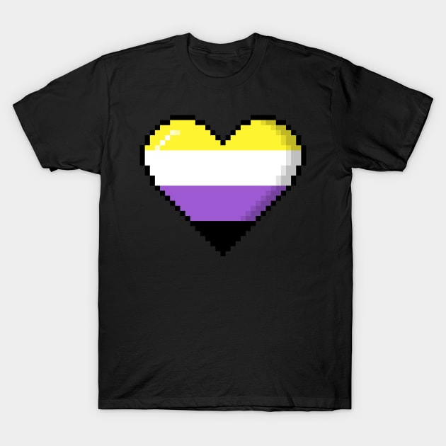 Nonbinary Pride Pixel Heart T-Shirt by wheedesign